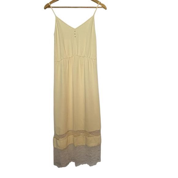 Aritzia Slip Dress Midi Lace Trim Yellow Size Little Moon - Picture 10 of 15